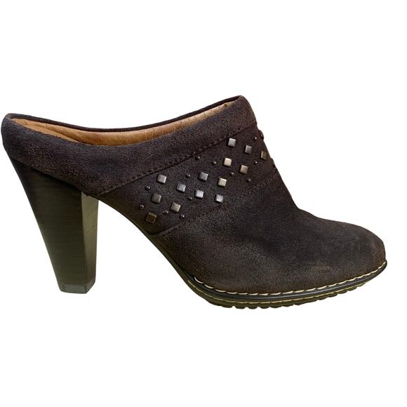 Sofft Laurel Brown Suede Western Slip-On Mules Chunky Heel Size 8.5M - Picture 1 of 9